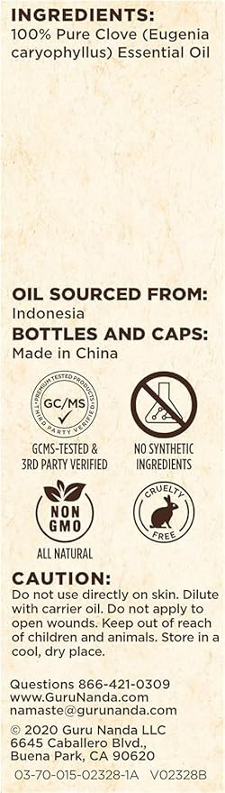 GuruNanda Clove Essential Oil - Pure, Natural & Undiluted for Aromatherapy and Diffuser - 15 ml