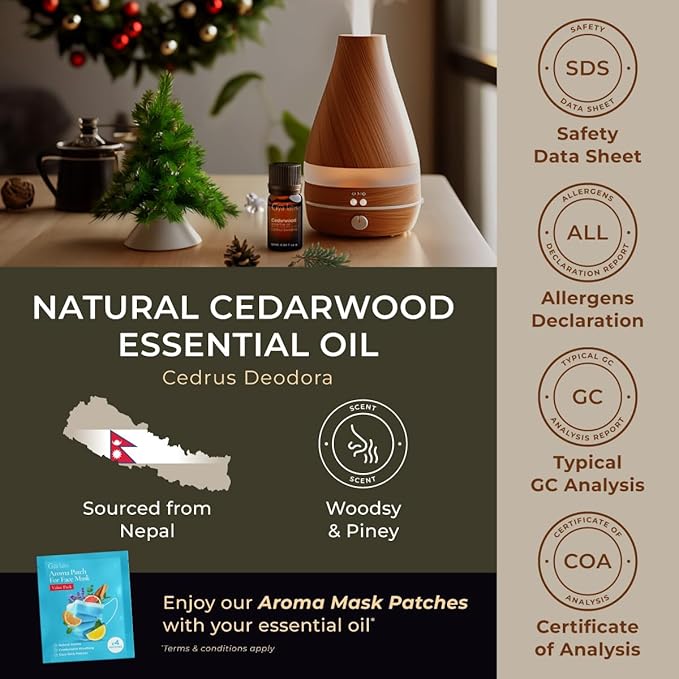 Gya Labs Cedarwood Essential Oil for Hair and Diffuser - 0.34 Fl Oz - 100% Pure Natural Cedarwood Oil for Hair Aromatherapy Skin & Candle Making - Fresh Woodsy Piney Scent