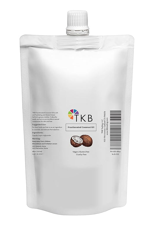 TKB Fractionated Coconut Oil| Pure Coconut Oil for Skin, Hair, Body| Lip Gloss Making, Lip Moisturizer (8floz (237ml))
