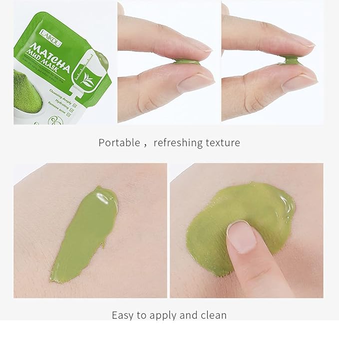 Matcha Green Tea Face Mask, 12 Pcs, Deep Cleansing & Moisturizing Clay Mud Mask for Acne, Blackheads, Pore Remove, Skin-Friendly