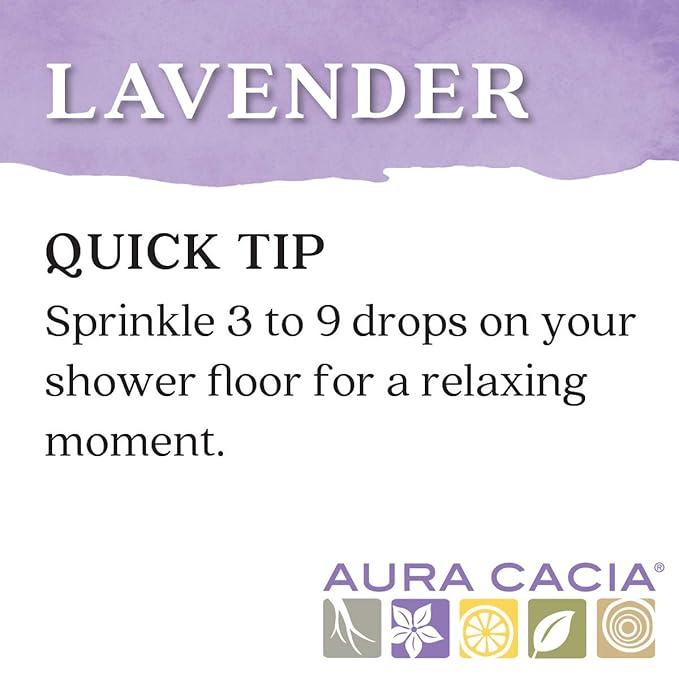 Aura Cacia 100% Pure Lavender Essential Oil, 0.5 fl. oz, Calm Relaxing Aroma, Therapeutic Grade, Ethically Sourced Lavender