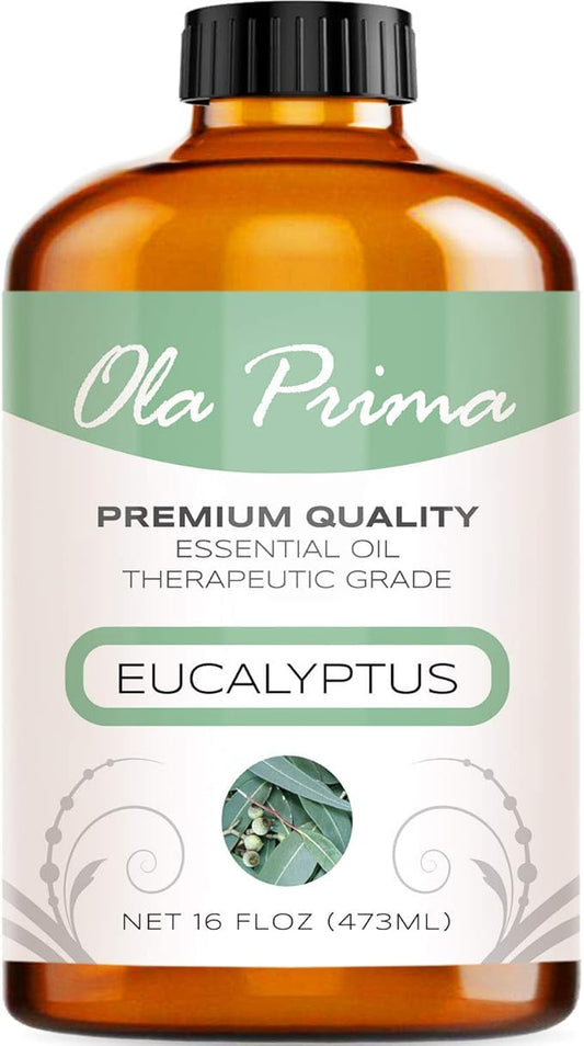 Ola Prima Eucalyptus Essential Oil 16oz Bulk – Therapeutic Grade for Aromatherapy, Diffuser, Stress Ease & Cleaning - Essential Oils