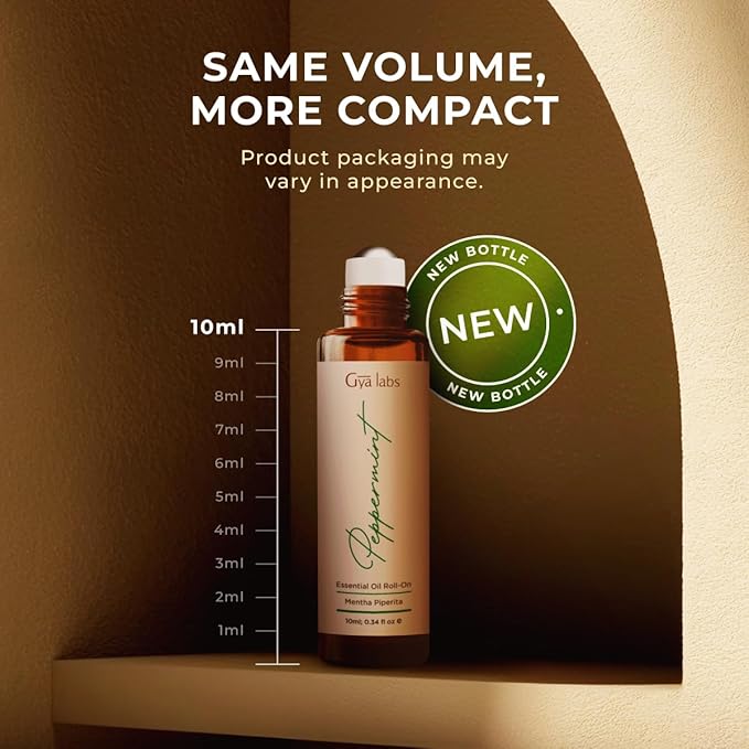 Gya Labs Peppermint Essential Oil Roll On - Natural Queasiness Soother for Pregnant Women, 100% Pure Natural Peppermint Oil Roller for Motion Relief, Head Cooling, Pregnancy Must Haves (0.34 Fl Oz)