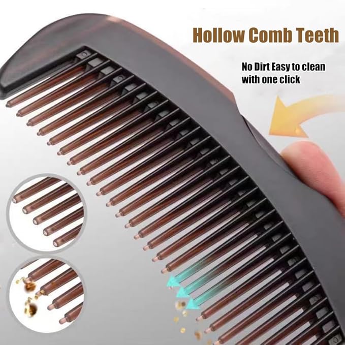 Dandruff comb, Removes Dandruff and Dirt for Women and Men, Massage Comb, Protect Scalp, Hollow Design, Clean up Oily Hair (Dark Brown)