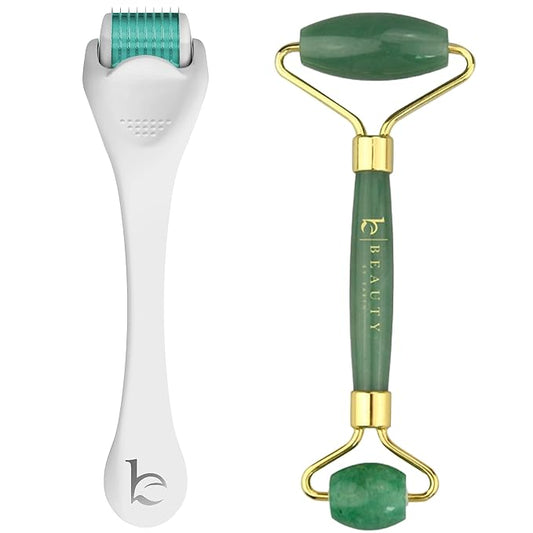 Beauty by Earth Jade Roller for Face & Derma Roller - Face Massager Skin Care Tools with Small Eye Roller