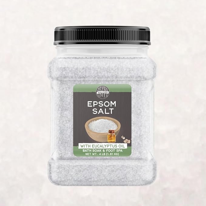 Birch & Meadow Epsom Salt with Eucalyptus Oil, 4 lb, Magnesium Sulfate, Bath Soak, Healing & Cleansing