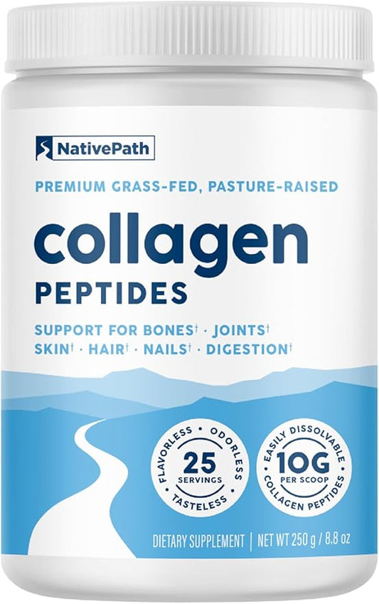 NativePath Collagen Peptides Protein - Hydrolyzed Type 1 & 3 Collagen Powder for Skin, Hair, Nails - 8.8 oz (25 Servings)