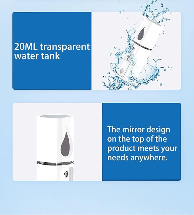 2 Pieces Handy Nano Mist Sprayer Portable Nano Facial Mister Face Steamer Atomization Mini Eyelash Extensions USB Rechargeable Moisturizing & Hydration for Skin Care (2 Pink)