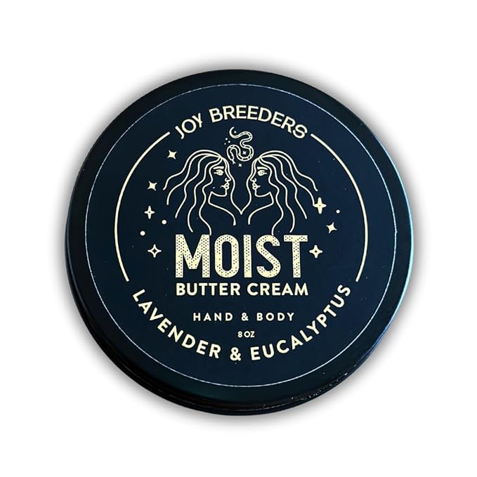 Moist Shea Butter Cream | Lavender & Eucalyptus | LARGE (7.5oz) | Organic Body Butter | Hand/Body Moisturizer | Clean Skincare | Aids Dry Skin | Lasting Moisture | Rich & Velvety Texture