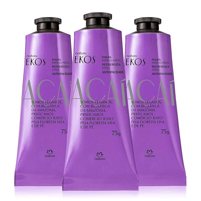 natura - Linha Ekos (Acai) - Kit de Polpa Hidratante para as Maos (3 x 75 Gr) - (Ekos (Acai) Collection - Hand Moisturizing Pulp Set (3 x Net 2.64 Oz))