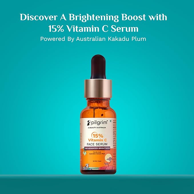 15% Vitamin C Face Serum | Anti Aging Facial Serum with Ferulic Acid & Kakadu Plum | Reduces Fine Lines, Smooths Skin Texture & Improves Radiance | 0.68 Fl Oz (20ml)
