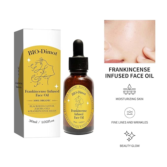 Frankincense Resin Oil, Natural Castor and Jojoba Oils Cold Pressed Serum Face Hydrates Anti-Aging Organic Frankincense Oil. -1Pcs