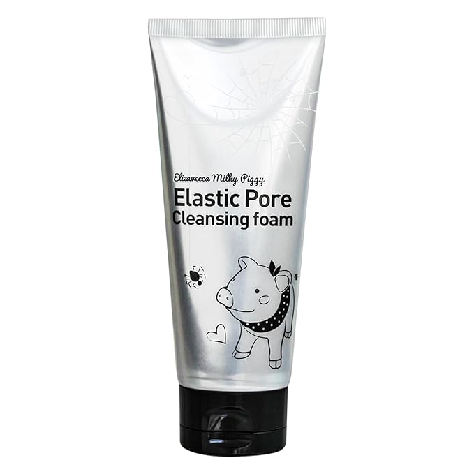 Elizavecca Milky Piggy Elastic Pore Charcoal 5% Cleansing Foam 120ml | black mask face pack | charcoal cleansing | wash off face wash | Not Tested on Animals, No Parabens