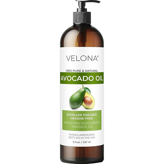 velona Avocado Oil 8 Fl Oz | 100% Pure and Natural Carrier Oil | Expeller-Pressed | Hair, Body and Skin Care | Use Today - Enjoy Results
