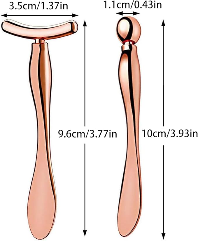 Pimoys 2 Pcs Metal Eye Cream Applicator Face Roller Massager Tool,Eye Massage Wand Stick Women for Facial Massager for Reducing Puffiness Wrinkle Gift for Women
