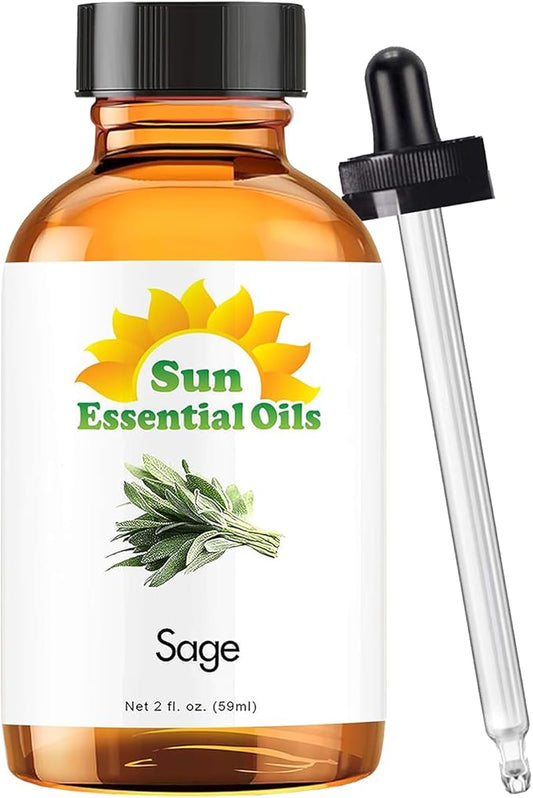 Sun Essential Oils Sage Essential Oil - Sage Aromatherapy Oil (2 Fluid Ounces)