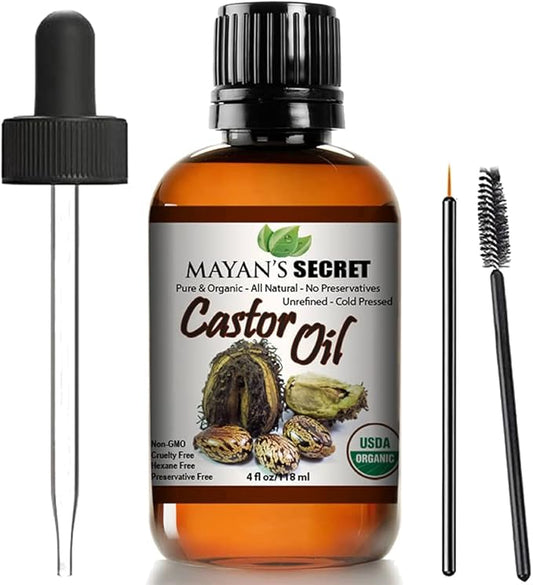Mayan's Secret Certified Organic Castor Oil Nourishing and Strengthening Oil for Hair and Skin
