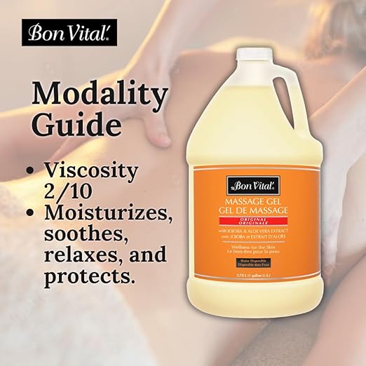 Bon Vital' Original Massage Gel for a Versatile Massage Foundation to Relax Sore Muscles and Repair Dry Skin, Superior Glide & Gentle Friction for Clients, 1 Gal, Label may Vary