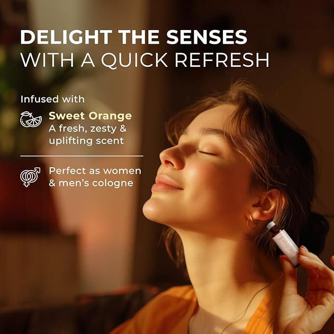 Gya Labs Sweet Orange Essential Oil Roll on - 100% Pure Natural Roller Perfume for Women & Men - Sweet Orange Oil for Skin, Relaxing Aromatherapy, Alcohol Free, Travel Size (0.34 Fl Oz)