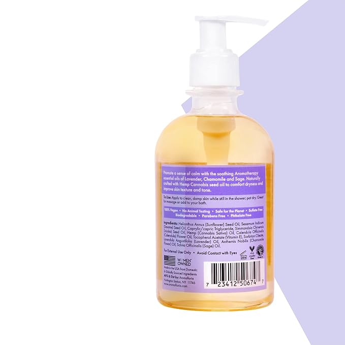 Stress Less Body Oil - Lavender, Chamomile, Sage Oil Scented - Body Massage Oil for Men & Women - 8.0 FL Oz Bottle