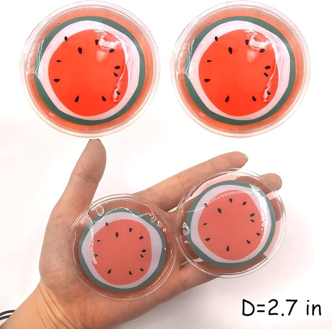 Reusable Gel Eye Ice Pack, Round Eye Cold Pads, Cooling Eye Masks for Eye Strain, Eye Swelling, Eye Redness, Puffy Eyes, Dark Circles, Smooth Fine Lines, and Eye Recover Surgery (Watermelon & 4PCS)