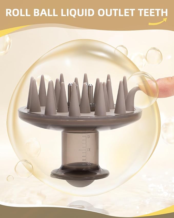 Hair Oil Applicator Brush, Scalp Oil Applicator Hair Oil Dispenser Hair Growth Oil Comb with Silicon Massage TeethScalp Oil Applicator for Scalp Hair Oiling Applicator with Massage Balls