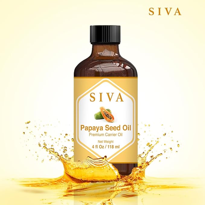 SIVA Papaya Seed Oil 4oz (118ml) Premium Cold-Pressed Carrier Oil With Dropper For Face, Skin Care, Body Massage, Hair Care, Hair Oiling & Scalp Massage