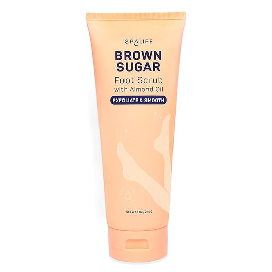 SpaLife Beauty Brown Sugar Foot Scrub – Exfoliating Foot Treatment for Dryness & Roughness – Sugar Scrub for Feet – Made with Shea Butter & Sweet Almond Oil to Soften & Smooth Skin