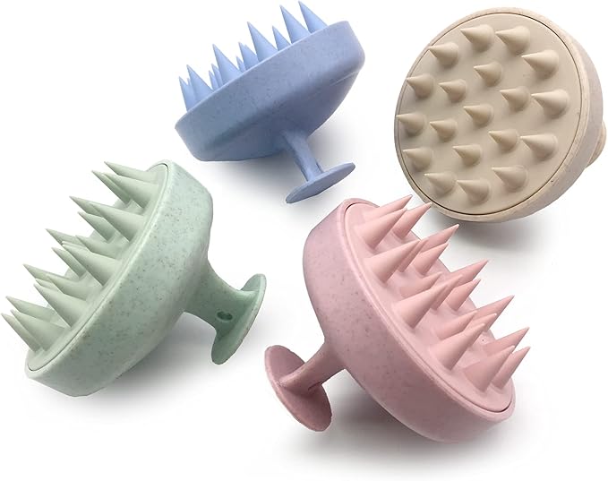 Shampoo Massager Brush, Silicone Scalp Cleanser and Head Scrubber Round Brush for Shower and Hair Care (Pink)