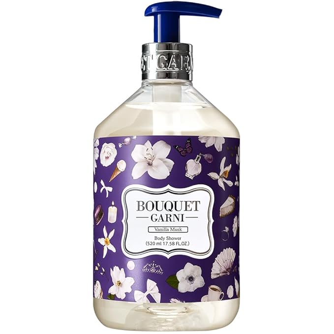 Bouquet Garni Body Shower Vanilla Musk Fragrance - Gentle Cleaning, Skin Care, Long-lasting Fragrance (Containing Tea Tree and Lavender Extract) - 17.6 oz
