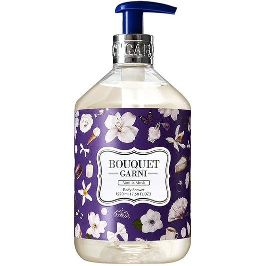 Bouquet Garni Body Shower Vanilla Musk Fragrance - Gentle Cleaning, Skin Care, Long-lasting Fragrance (Containing Tea Tree and Lavender Extract) - 17.6 oz