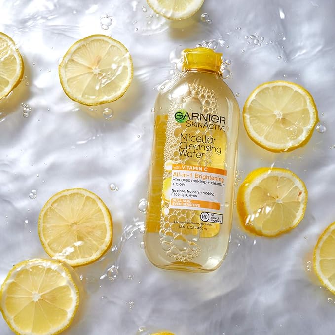 Garnier Micellar Water with Vitamin C, Facial Cleanser & Makeup Remover, Brightening & Hydrating, For All Skin Types, Vegan, Cruelty Free, 13.5 Fl Oz (400mL), 1 Count