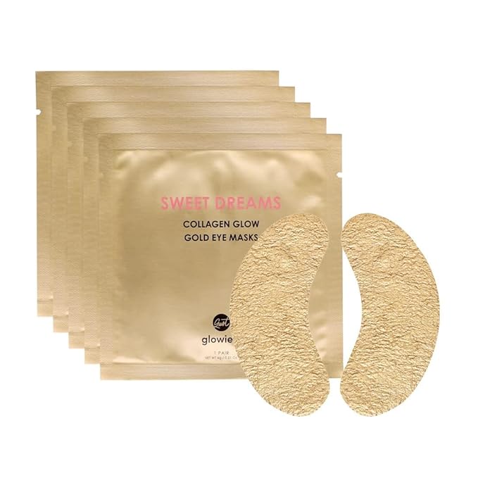 Sweet Dreams Collagen Glow Gold Eye Masks l Under Eye Patches for Beauty & Self Care Wrinkle Patches l Puffy Eyes and Dark Circles Treatments Collagen, Niacinamide, Hyaluronic Acids, Peptides