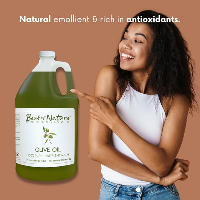 Best of Nature 100% Pure Olive Massage & Body Oil – Cold Pressed, Natural & Unscented Moisturizer for Skin, Hair & Bath, 5 Gallon Pail (640 fl oz)