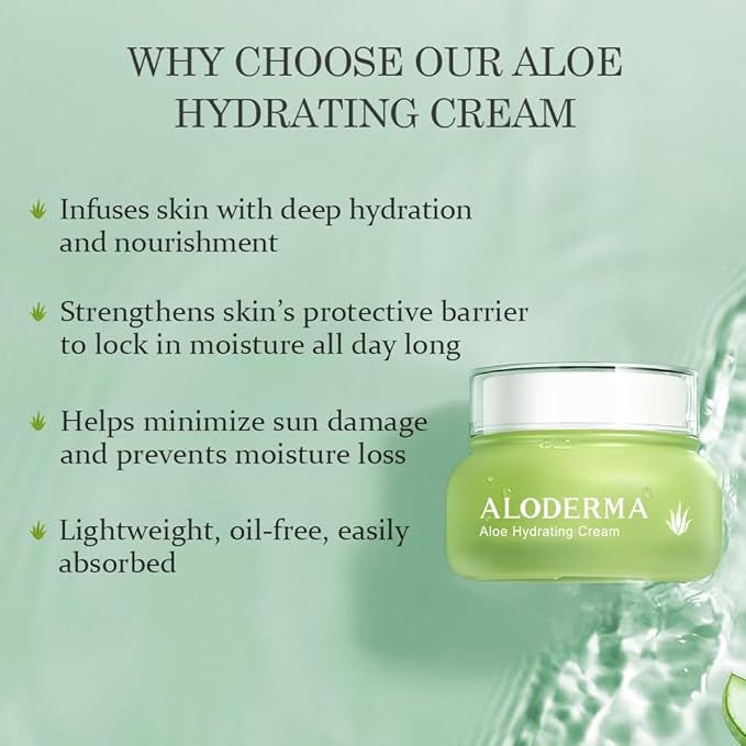 Aloderma Essential Aloe Hydrating Skin Care Set - 4 Pieces - Gel, Cleanser, Toner, Cream