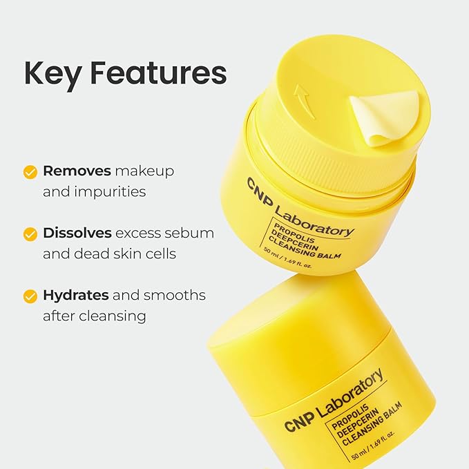 CNP Propolis Deepcerin Cleansing Balm - Soft Grinding Makeup Remover Balm, Buttery & Milky Texture, for Dry & Sensitive Skin, Korean Skincare
