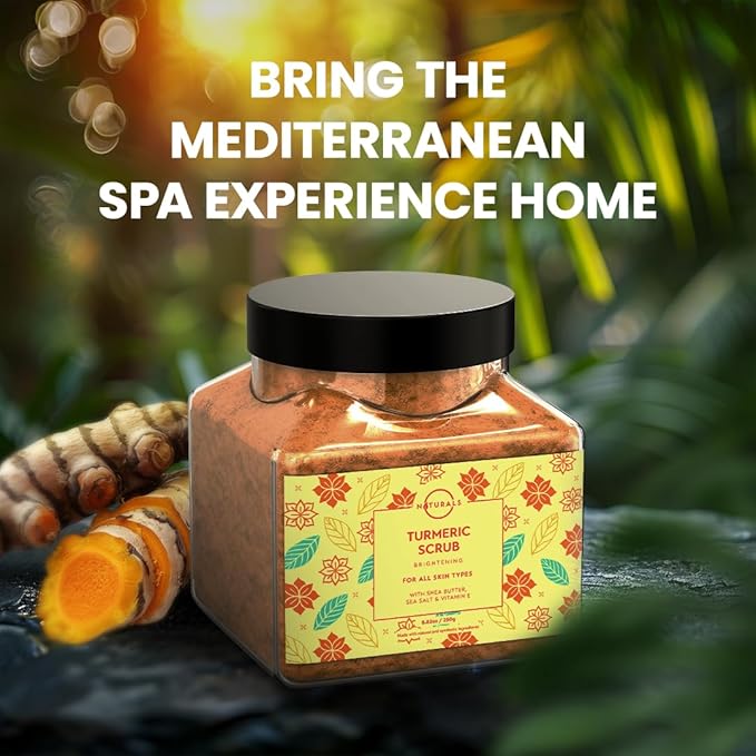 O Naturals Turmeric Body Scrub – Exfoliating Body Scrub for Smooth and Hydrated Skin with Natural Turmeric and Salt, Gentle Face Scrub and Body Scrub Exfoliator, 8.82 oz