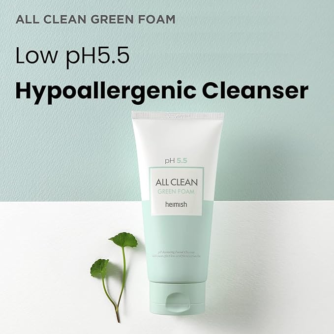 HEIMISH All Clean Green Foam Moisturizing Face Cleanser, Hydrating Gentle Gel Cleanser, Daily Face Wash for Sensitive Skin with Amino Acid, P.H 5.5, for Double Cleansing, Korean Skincare, 5.3oz/150g