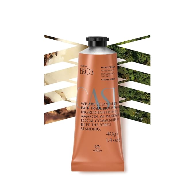 natura - Ekos Castanha (Brazil Nut) Hand Cream - Anti-Dryness Hand Balm - 24-Hour Deep Hydration Skin Moisturizer - Vegan Skin Care - Brazilian Beauty Secrets - Self Care & Body Care - 1.41oz (40g)