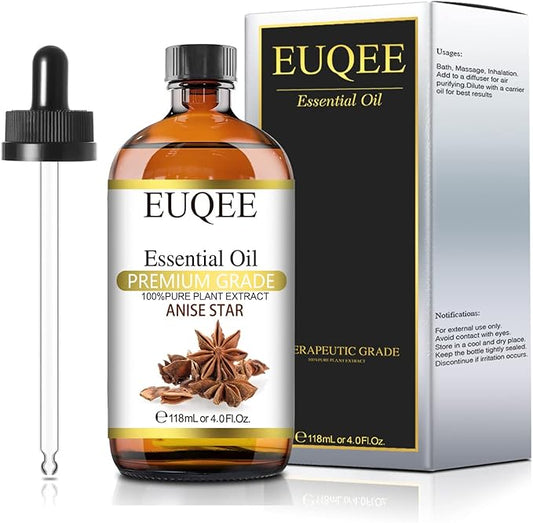 Anise Star Essential Oil 4oz / 118ML Large Capacity Anise Star Oil Pure & Premium Fragrance Essential Oil with Glass Dropper for Candle Soap Making, Diffusers