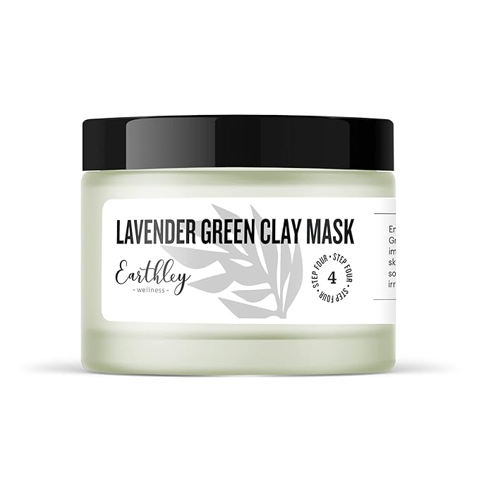 Earthley Wellness Face Mask, Healthier Skin, Reduces Oils, Soothes Skin, Pull out Dirt and Oil, Unclog Pours, Improve Skin Complexion (Lavender Green Clay Mask, 2oz.)