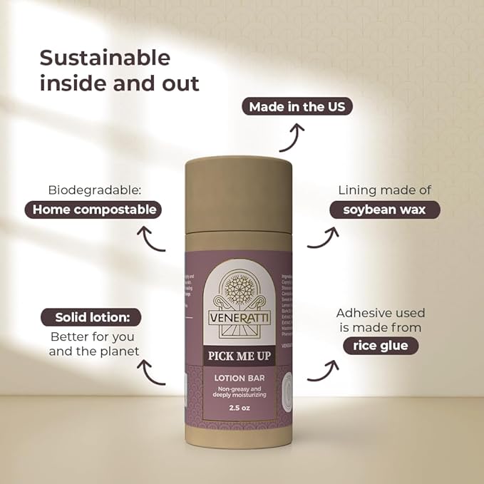 Lotion Bar Pick Me Up Scent - Vegan, Made in the US, Eco Friendly Stick - Quick Absorption, Non-Sticky - Natural Ingredients Solid Body Lotion for Women Dry Skin - Travel Body Lotion