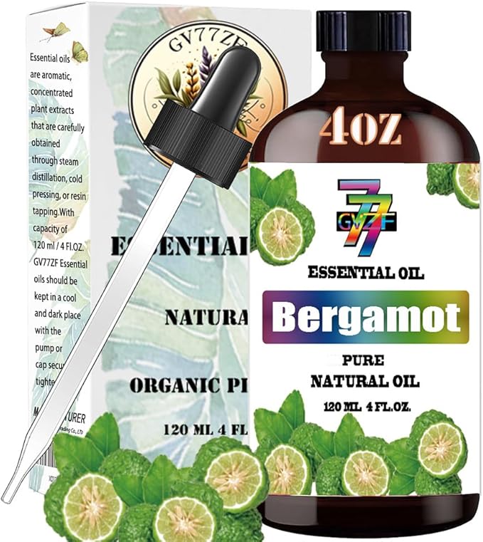 Bergamot Essential Oil (4 oz/120 ml) - Bergamot Oils Used in diffusers, humidifiers, Home Baths, Cleaning Products, Yoga, DIY Soaps and DIY Scented Candles