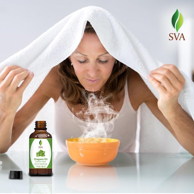 SVA Oregano Essential Oil – 1 Fl Oz – 100% Natural Oregano Oil - for Diffuser, Hair Care, Face, Skin Care, Aromatherapy, Scalp and Body Massage, Soap and Candle Making – with Dropper