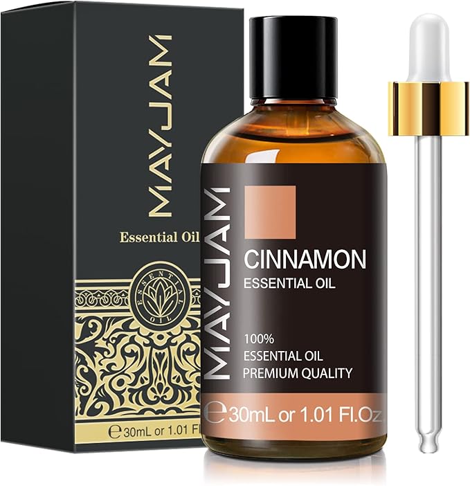 Cinnamon Essential Oil 30ml/1.01fl.oz, MAYJAM Premium Cinnamon Oils with Glass Dropper, Perfect for Diffusers Home Office Use