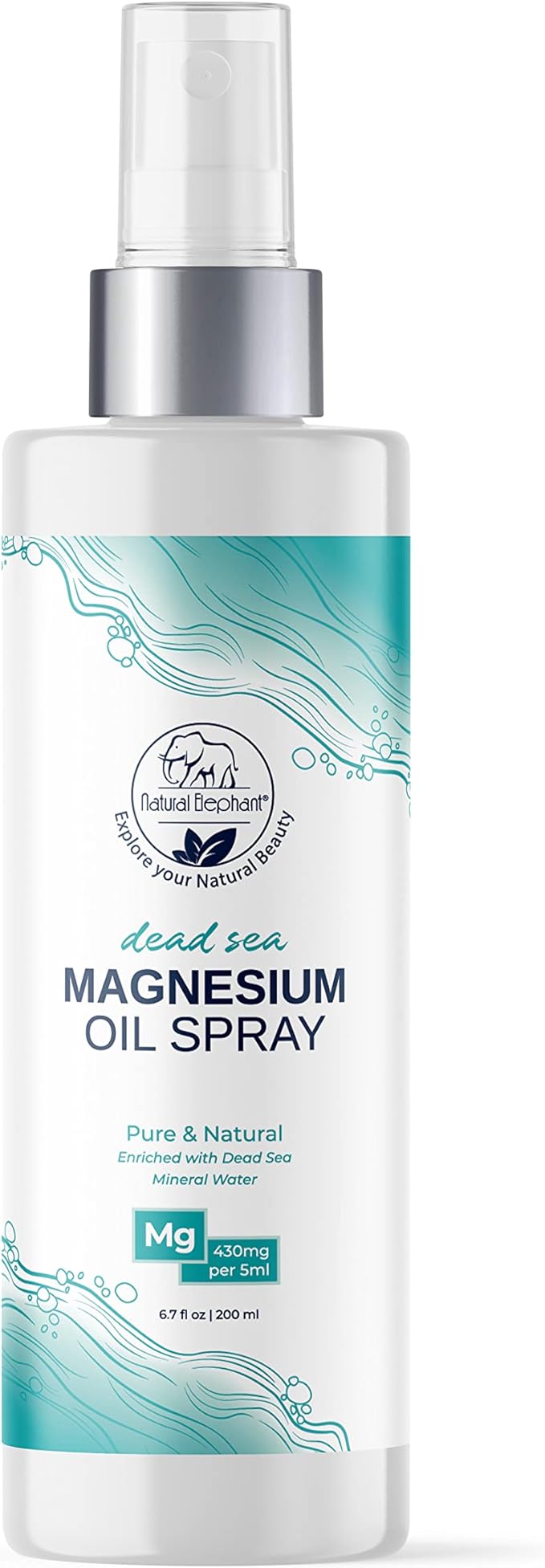 Natural Elephant Dead Sea Magnesium Oil Spray for Topical Use | 100% Pure | 6.7 fl oz (Pack of 3) | Promotes Relaxation and Well-Being