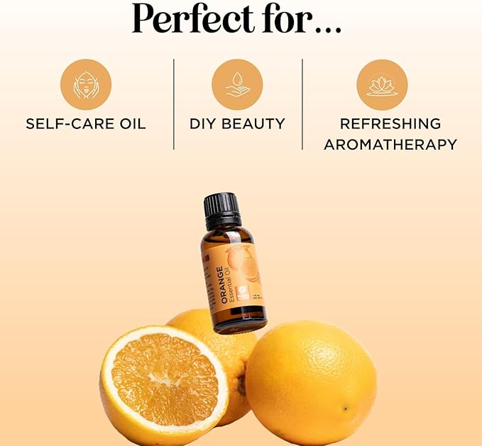 Pure Sweet Orange Essential Oil - Cold Pressed Orange Oil Essential for Diffuser Humidifier and Skin Use - Aromatherapy Diffuser Oil and Cleansing Citrus Essential Oil for Hair Skin and Nails