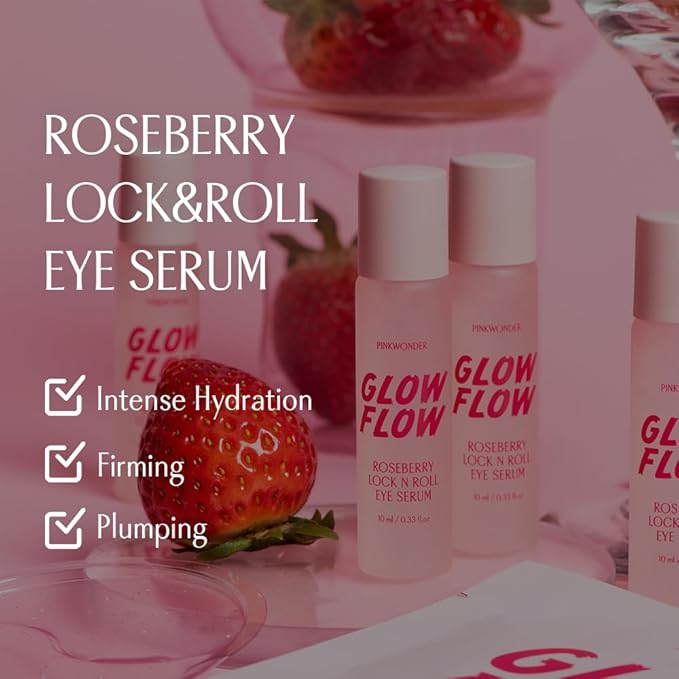 Glow Flow Roseberry Lock N Roll Eye Serum– Hydrating & Firming Eye Treatment for Dark Circles, Puffiness, and Dryness with Rosehip Oil
