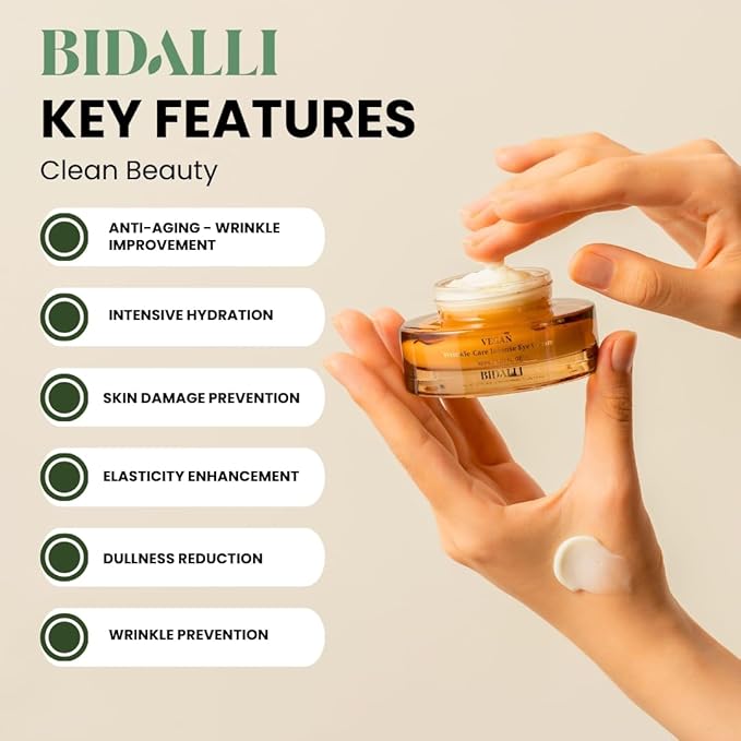 Vegan Wrinkle Care Intense Eye Cream for Anti-Aging Care, Dark Circle, Elasticity, Hydration - Korean Skin Care - 100% Vegan, Clean & Cruelty-Free & Clean Beauty (30ml / 1.01Fl. Oz)