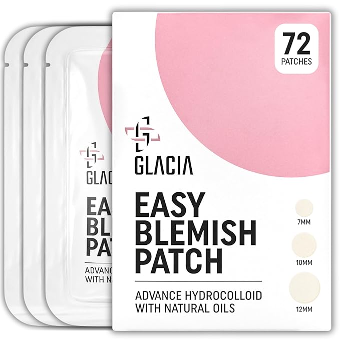 Glacia Pimple Patches 72 Pack of Hydrocolloid Skin Patches for All Skin Types β Gentle and Natural Patches for Clear and Smooth Skin
